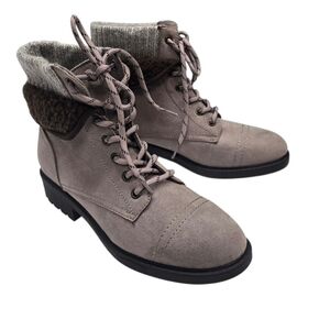 Serra Combat Suede Sherpa Trim Booties Size 9
